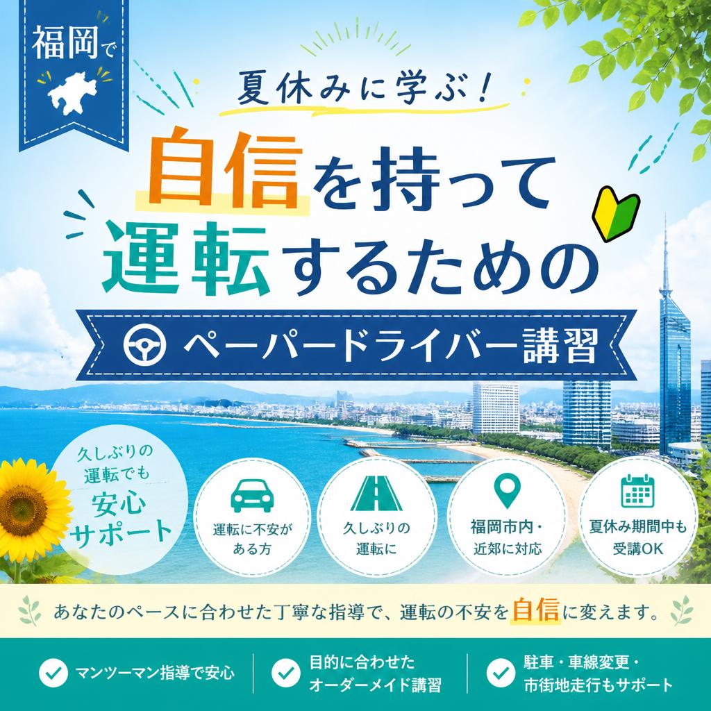 福岡で夏休みに学ぶ！自信を持って運転するためのペーパードライバー講習